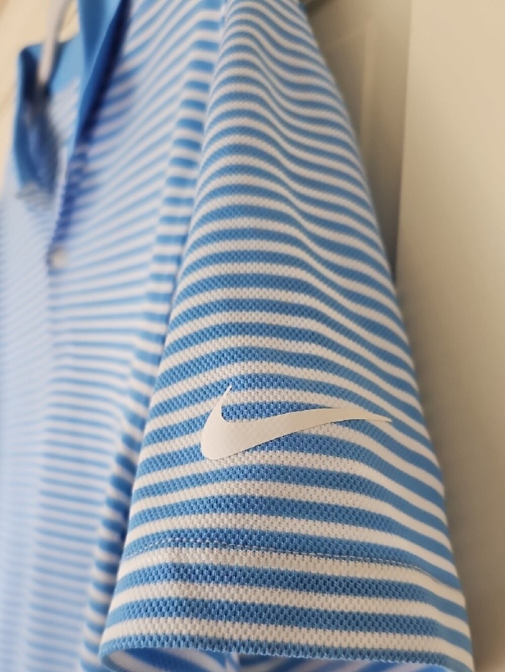 Nike Light Blue and White Striped Polo - Picture 2 of 6